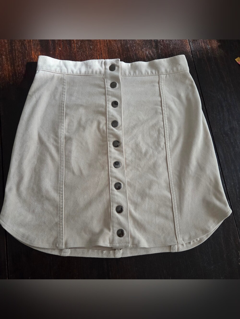 BB Dakota Cream Button-Front Mini Skirt